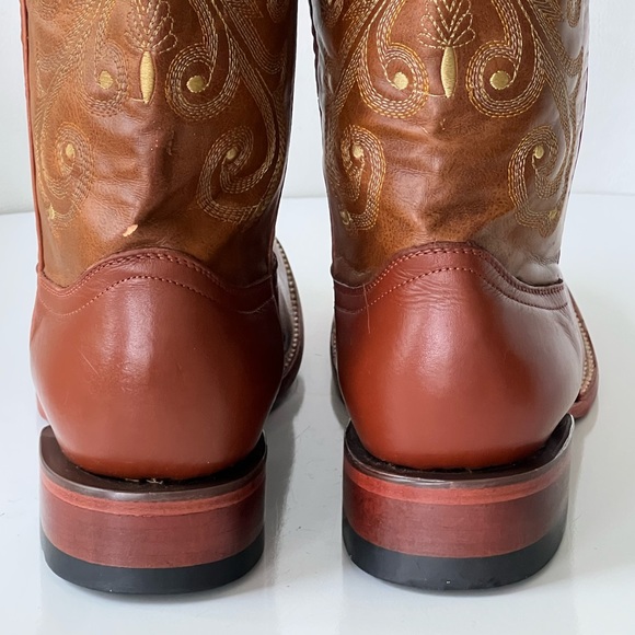 Ferrini Square Toe Cowboy Boots Men’s Size 10 Cowhide Leather Brown Embroidered - Picture 7 of 15